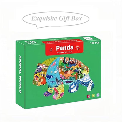 PINU Jigsaw Puzzles for Kids Ages 3-5, 6-8, 8-10, Children Colorful Fun Animal Shaped Puzzle Learning Educational Toys Gifts Games for Boys and Girls (Panda-180 PCS)