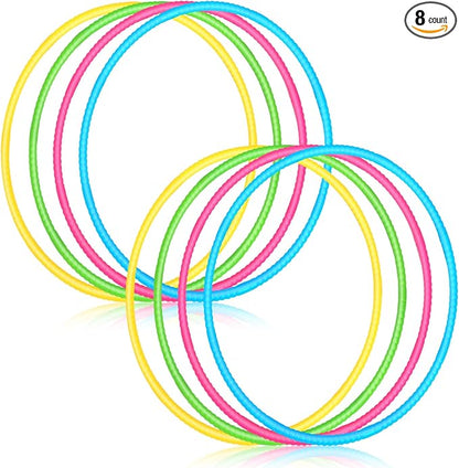 Sratte 8 Pcs Color Hoop Detachable Adjustable Hoop Exercise Ring Plastic Toys for Teens Games Gymnastics Dog Agility Equipment Party Decor, 4 Colors