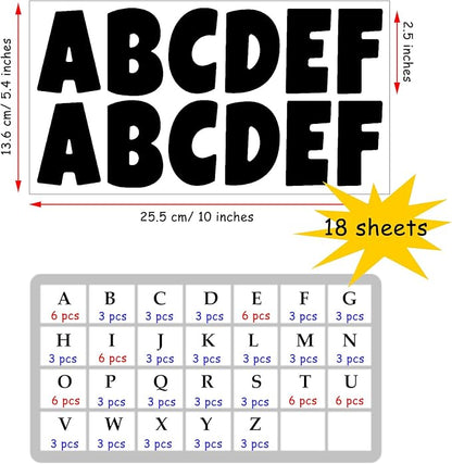 Bemeol Bulletin Board Letters 216 Pcs 2.5 Inch Alphabet Letter Stickers Self-Adhesive Letters for Poster Board Classroom Crafts Home Decor(Black)