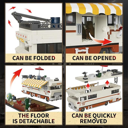 Camper RV Building Block 1054 pcs, Halloween Haunted Dale’s RV Vehicles Construction Building Bricks Set Compatible with Lego for Boys, Walking Breaking RV Birthday Gift, Camper Van for Adults Kids