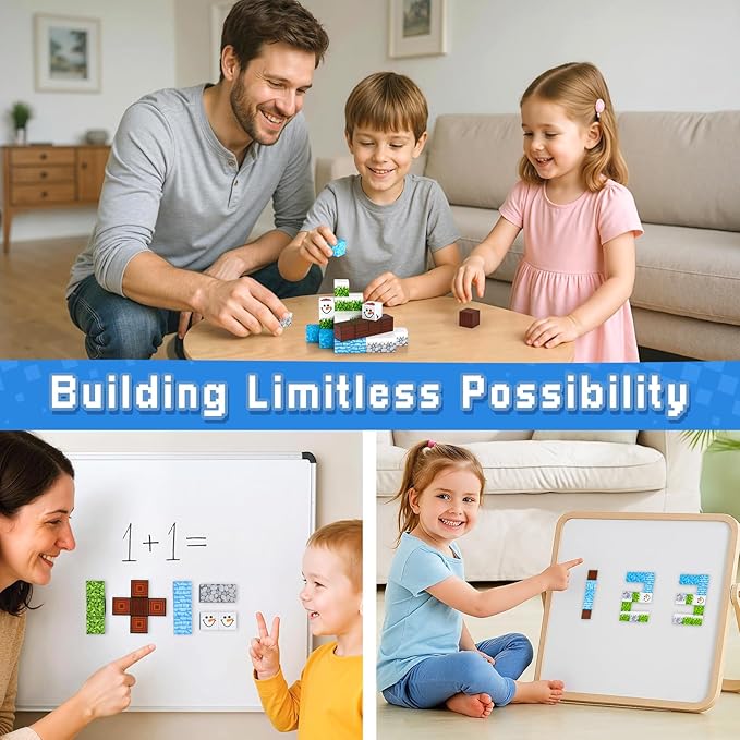 3 otters 32PCS Magnetic Blocks, STEM Toys for Kids Travel Magnetic Tiles with Storage Box for Kids Party Birthday Gift (Winter)