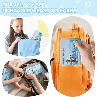Mini Magnetic Blocks, Travel Magnet Building Toys for Kids, 45 PCS Magnetic Block Toys with Iron Box, Educational STEM Toys for Boy Girl Age 3 4 5 6 7 8 Years Old