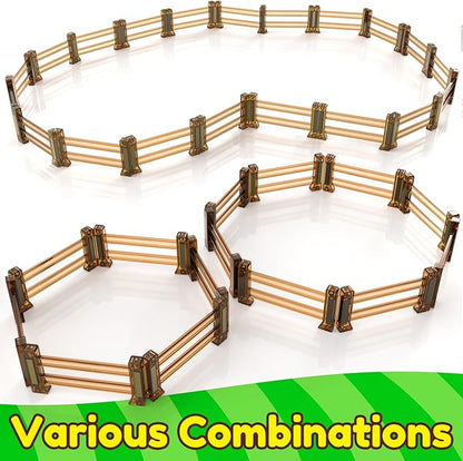 Oriate Farm Animals Fences Magnetic Tiles, 18pcs Magnet Fencing Compatible Garden Farming Zoo Dinosaur, Kids Magnetic Structural Construction Magnets Tile Building Blocks Toys Accessory