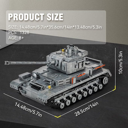 DAHONPA Panzer-Ⅳ Tank Army Building Block(1328 PCS),WW2 Military Historical Collection Model with Soldier Figures,Toys Gifts for Kid and Adult.