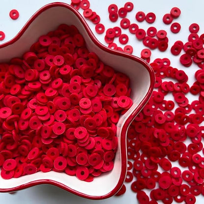 3000Pcs Clay Beads Flat Round Polymer Bead Vinyl Heishi Beads Flat Round Polymer Bead for Jewelry Making Necklace Bracelet (32-Red)