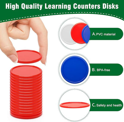 300Pcs 3 Colors Bingo Chips with Sorting Storage Box, 1 Inch Plastic Poker Chips Learning Counters, Counting Discs for Fun and Learning (1 inch)