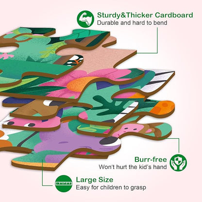 TAOZI&LIZHI Puzzles for Kids Ages 4-6, 6-8, Jungle Animals Toddler Puzzle Age 2-4, Jigsaw Floor Puzzles for Kids Ages 3-5, Puzzles Gifts Toys for Boys Girls Children (46 pcs, 2 x 3 feet)