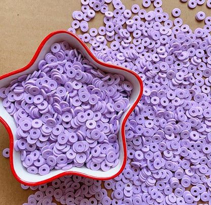 3000Pcs Clay Beads Flat Round Polymer Bead Vinyl Heishi Beads Flat Round Polymer Bead for Jewelry Making Necklace Bracelet (07-Purple)