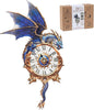 Rnfinewow 3D Wooden Puzzles for Adults, Blue Dragon Clock with Pendulum Model Kit, 3D Puzzles for Adults Room Home Decor DIY Wall Clock Kit, Holiday Birthday Christmas Day Gifts for Men Women Teens