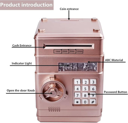 Piggy Bank for Kids, ATM Electronic Password Cash Coin Bank, Money Saving Box for Kids, Boys Girls Birthday Gift (New Rose Gold)