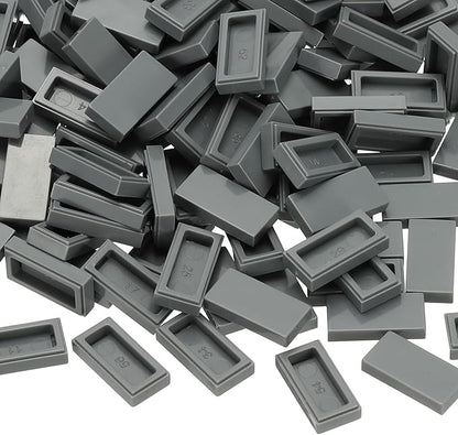 PATIKIL 555 Pcs Flat Blocks Bulk, 1x2 Square Dark Gray Classic Tiles Smooth Surface Mini Building Blocks Accessories Compatible Bricks Kits for Building Floor Walls Mosaic Pixel Arts