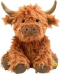 Music Highland Cow Stuffed Animal with Sound, Farm Cow Toy with ''Moo''Sound, Soft Farm Animal Cattle Plushie Doll Festival Presents for Adults Kids Boys Girls (Brown)