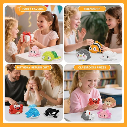 12 Pack Cute Ocean Sea Animal Mini Building Blocks Sets, 2642 PCS Micro Mini Building Bricks Toy for Adults, Party Favors for Kids Boys Girls 12-14