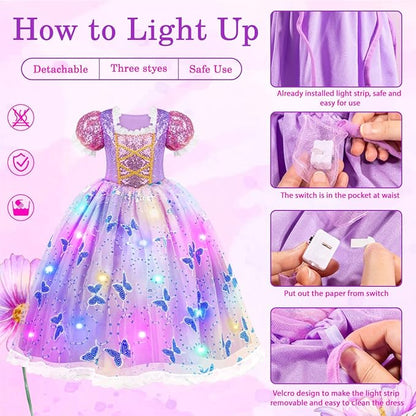 Meland Princess Dresses for Girls - Light Up Princess Costume for Little Girl, Halloween Costumes & Gift for Toddler Age 3-10