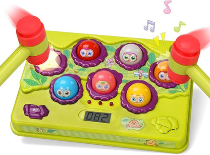 FS Pound Gopher Game for Toddler 3 4 5 6 Year Old Boys and Girls, Interactive Pounding Toys with Sound and Light, Hammer Toys for Kids Ages 4-8, PK Mode with 2 Hammer