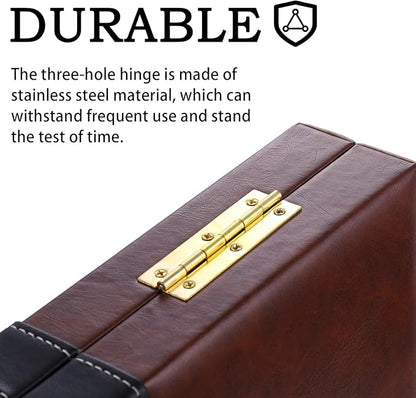 Backgammon Sets for Adults, 15 inch Backgammon Brown Sets Classic Board Game with Premium Leather Case, Portable Travels Strategy Backgammon Game Set for Adults, Kids (Brown)