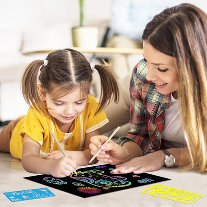 Rainbow Scratch Paper Art for Kids: 60PCS Magic Arts Crafts Gifts Toys for Girls Boys Ages 4 5 6 7 8 9 Games Activities for Birthday Family Fathers Day Christmas Stocking Stuffers Easter(Girls)