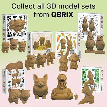 QBRIX 3 Cats 3D Puzzle for Adults, DIY Craft Kit for Home Decor, 3D Model Kit for Teens, Creative Gift for Boys & Girls 14+, Cardboard Model Building Kit