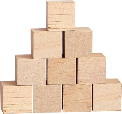 Barydat 100 Pcs 2.76 in Wooden Cubes, Unfinished Wooden Blocks for Crafting Natural Craft Wood Square Blank Cube for DIY Project Baby Showers