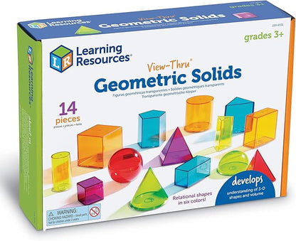 Learning Resources Plastic Base Ten Class Set & View-Thru Geometric Solids - 600 Pieces, Ages 6-11, Math Teacher Supplies