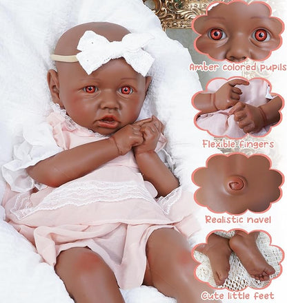 Reborn Baby Dolls Silicone Full Body 19.88in Weighted Real Life Open-Eyes Girl Dolls Lifelike Newborn Baby Soft Body Flexible Limbs Not Vinyl