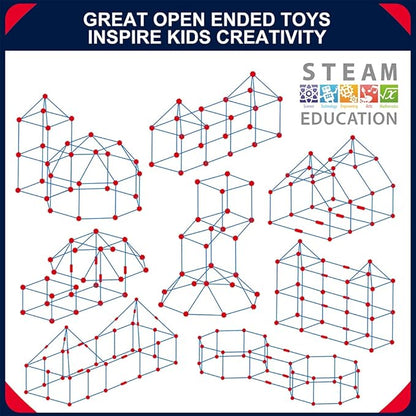 OleFun Fort Building Kit for Kids 4,5,6,7,8+Year Old Boys & Girls, 140 pcs, Creative STEM Building Toys for DIY Castles, Tunnels, Play Tent, Ideal Gift for Aged 5-8