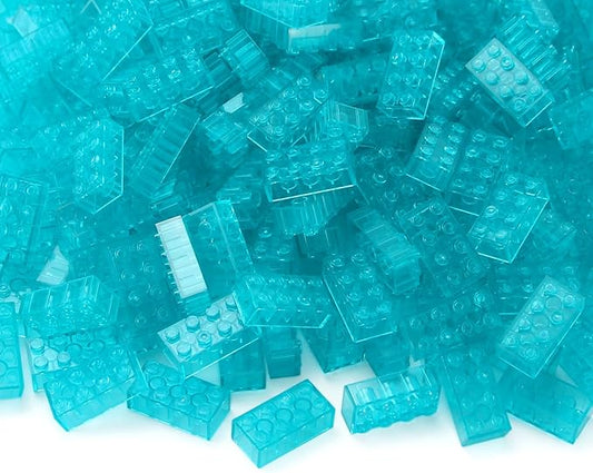 Feleph 100pcs 2x4 Bricks Trans-Light Blue Pieces Parts Building kit Creative Play Set Blocks Basic Toy Accessories Compatible with 3001 Major Brands