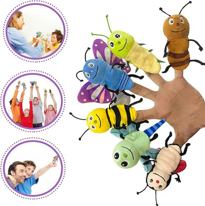 6pcs Insect Finger Puppet Set, Mini Hand Puppets Suitable for Kids, Cute Insect Animal for Role-Playing and Storytelling, Realistic Finger Puppet for Toddlers