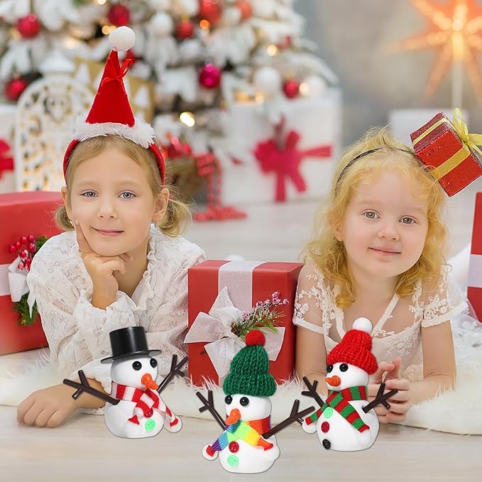 12-Pack Christmas Snowman Crafts Sets for Kids, Modeling Clay Snowman DIY Kit,Christmas Stocking Stuffers for Kids, Perfect for Winter Children's Holiday Party Decoration Gifts