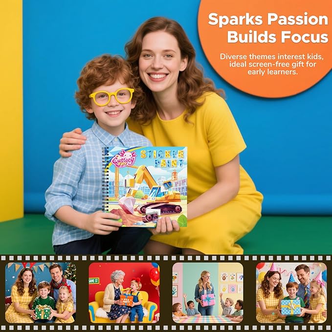 2PCS Paint by Number Sticker Book - Kids Crafts & Acitivity Puzzles Book for Ages 4-10,Mess-Free Travel Toys for Road Trip & Airplane,Perfect Gifts & Basket Stuffers for Kids