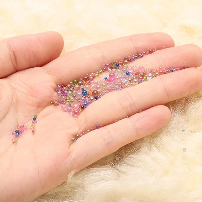 Iridescent Glass Tiny Bubble Beads, 0.4-3mm 10g No Hole Micro Mini Round Coral Pink Water Droplets Beads - Applications: for Resin Filler, Nail Art, Dollhouse Bath Tub