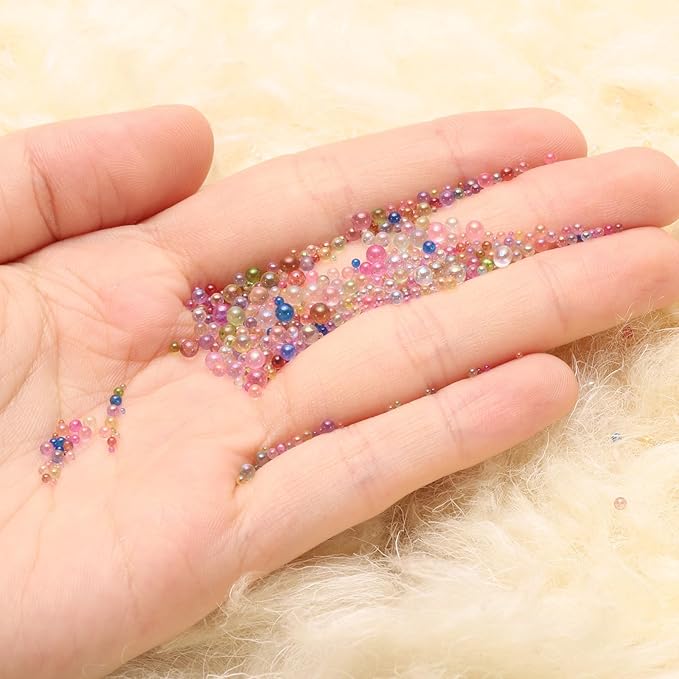 Iridescent Glass Tiny Bubble Beads, 0.4-3mm 10g No Hole Micro Mini Round Clear Water Droplets Beads - Applications: for Resin Filler, Nail Art, Dollhouse Bath Tub