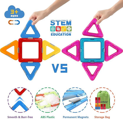 Coodoo Upgraded Magnetic Blocks Tough Tiles STEM Toys for 3+ Year Old Boys and Girls Learning by Playing Games for Toddlers Kids, Compatible with Major Brands Building Blocks - Starter Set