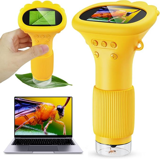 Kids Microscope - Ashfly 1000X Portable Microscope for Kids, Photo & Video Miniscope Pocket Microscope Gifts, 2'' Digital Screen | Ideal for Boys Girls Age 3-12