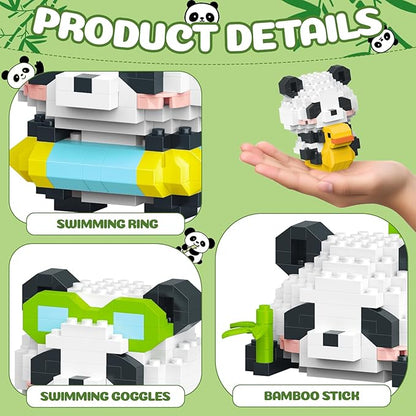 Panda Animals Building Block Sets,Micro Mini Animals Party Favors for Kids, Birthday Gift for Boy Girl(12 Pack)