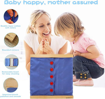 MONTESSORI OUTLET Buttoning Frame with Large Buttons | Practical Life Material for Toddlers & Preschoolers | Learn to Button Clothes, Develop Fine Motor Skills & Independence (Ages 3-6)