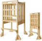 Foldable Toddler Learning Standing Tower, WOOD CITY Montessori Kitchen Step Stool Ideal Helper with 3 Adjustable Heights for Learning New Skills(Natural)