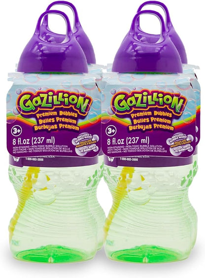 Gazillion 8 Ounce Bubble Solution 4 Pack - Great Bubbles for Kids, Great for Kids Parties, Non-Toxic & Safe