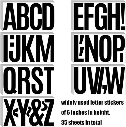 Bemeol 190 Pcs 35 Sheets Bulletin Board Letters for Classroom Large 6 Inch Alphabet Letter Stickers Self Adhesive Letters for Bulletin Board Display Home School(Black)