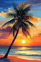 Sunset Coconut Tree 120-Piece Rounded Wooden Puzzle for Adults & Seniors - Fun Murals, Unique & Thoughtful Gift for Puzzle Enthusiasts, Stress Relief & Relaxation