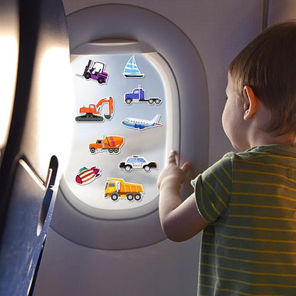 Window Clings Stickers for Kids Window Gel Clings Decals Thick Gel Clings Toddlers and Adults Classroom Home Nursery Airplane Birthday Party Supplies (City Transportation)