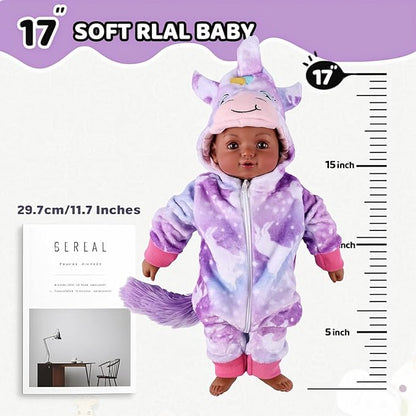 BABESIDE Black Baby Dolls, 15 Inch Realistic Cute Soft Body Baby Doll Real Life Baby Dolls with Accessories for 3+ Year Old Girls Gifts, Pretend Play, Collection
