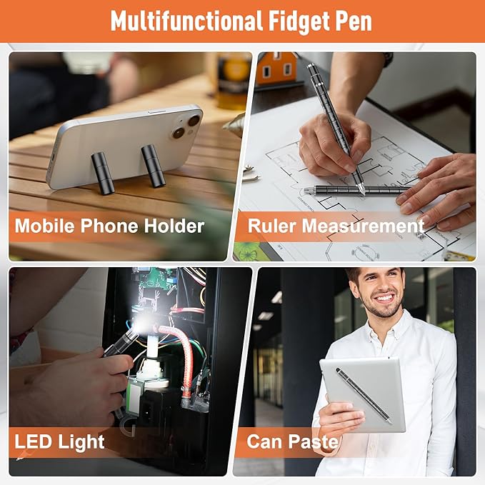 Gifts for Men Fidget Pen, Stocking Stuffers for Teen Boys, White Elephant Gifts for Adults, Anniversary Birthday Gift for Men Him Husband Teenage Boy Brother, Mens Gift for Christmas Multifunction Pen