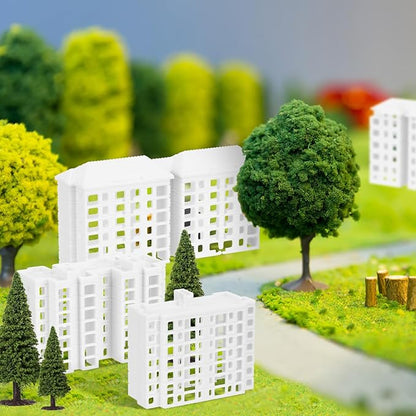 TOYANDONA Miniature Building Model Set 4Pcs Plastic Apartment Building Ornaments for Sand Table DIY Mini City Landscape Decoration Compact and Lightweight for Architectural Scenes