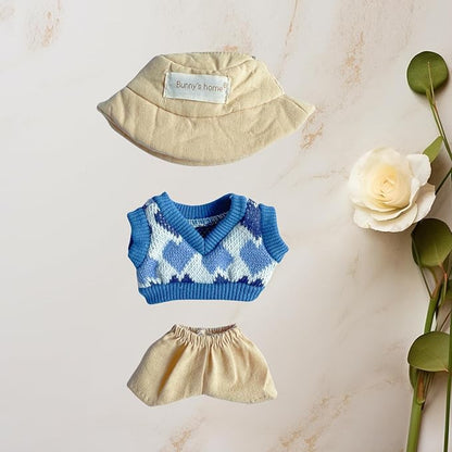 17cm Doll Clothes Outfit Set, 3 Pieces Dress Sweater Set for 6.7inch Doll Suit, Fashion Kawaii Hat & Clothes Accessories for 1st/2nd/3rd Gen Dolls Play & Display