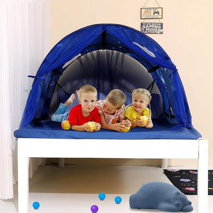 Kids Bed Tent Twin Beds -Zoos Wonder Play Tents Boys Girls Ventilated Indoor Play Tent Children Promotes Independent Play, Stimulates Imagination Set-Up Playhouse (Galaxy)