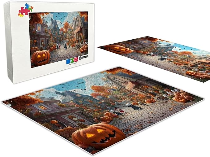 Pumpkin Town - Wooden Puzzle Adult 1000 Pieces - Ideal Birthday Party Gift Puzzles