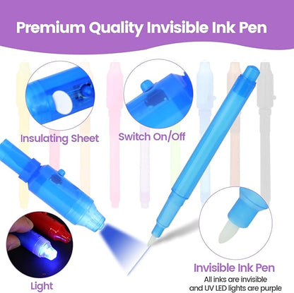 Invisible Ink Pen with UV Light, 36 Pcs Spy Pens, Party Favors for Kids 8-12 4-8, Classroom Prizes for Students, Magic Marker for Secret Messages, Party Birthday Halloween Goodies Christmas Stuffers