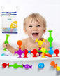 BUNMO Bath Toys Suction - Connect, Build, Create - Bath Toys - Hours of Fun & Creativity - Fine Motor Skills - Stimulating Sensory Toys - Non-Mouthable Toy 3+ - Smooth 24 Pack