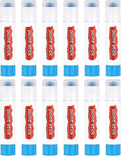 PATIKIL Tempera Paint Sticks, 12 Pcs Solid Tempera Paints Sticks Washable Bulk Markers Pen Quick Drying for Artists Beginners Art Supplies, Sky Blue